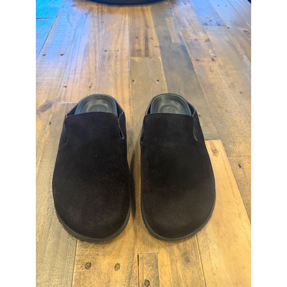 Vince Mens Suede Mule Slippers Black Round Toe Slip On Loafers Shoes M9